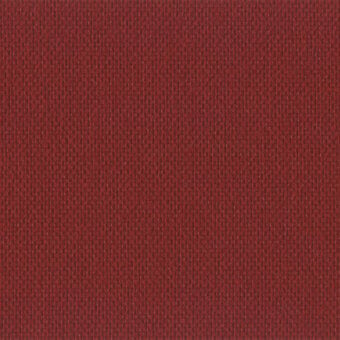 Lapalma Maya Fidivi fabric sample, brick red woven textile, dense matte texture with linear fiber arrangement and printed label.